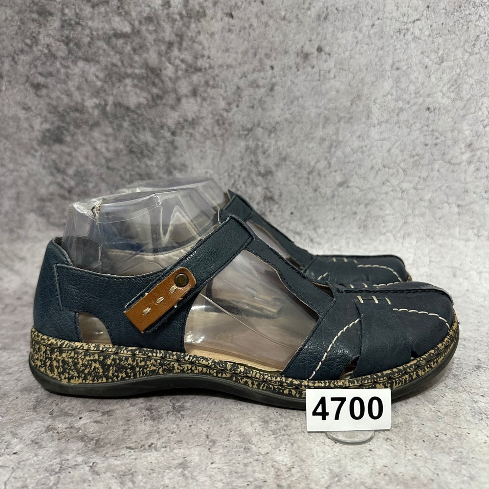 Rieker Sandale 46380-14 Women Size 38 US 7-7.5 Blue Closed Toe Leather Comfort